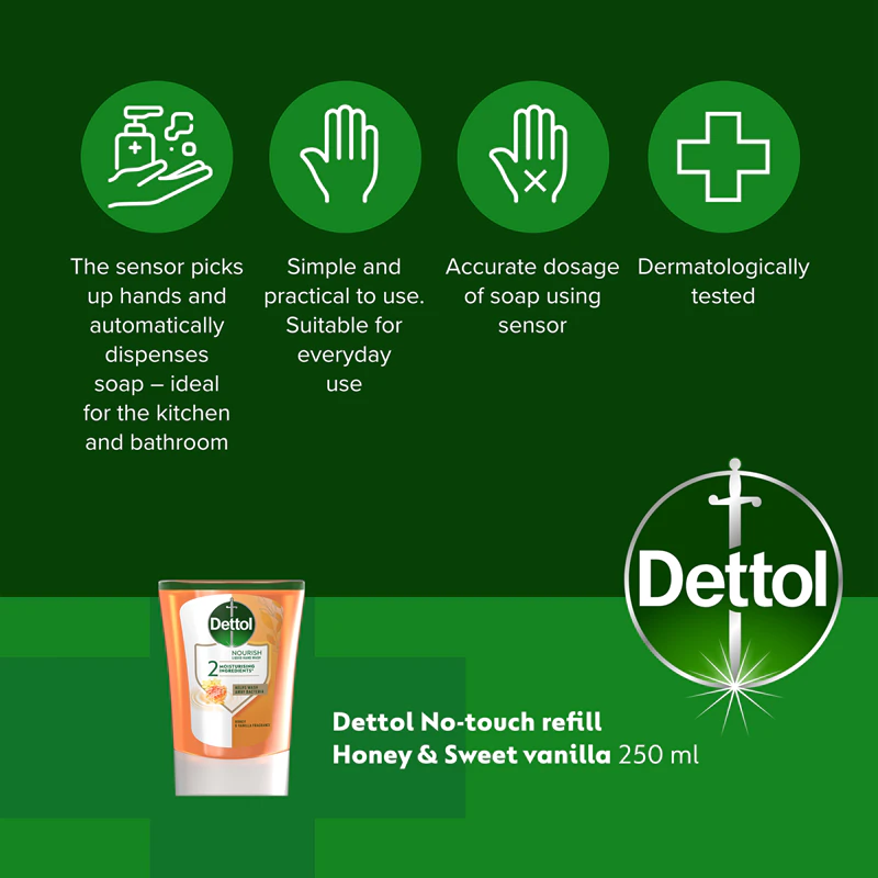 Refil Dettol Soft on Skin Kids sem toque para dispensador de sabonete sem contato.