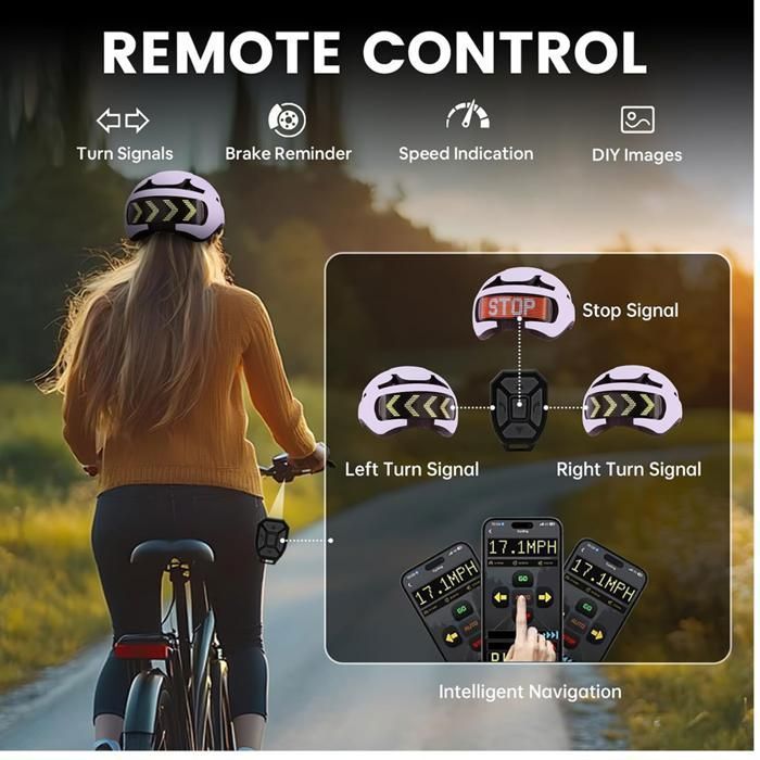 Casque de vélo électrique intelligent Écran DIY LED Contrôle par application Pour vélo électrique, scooter, cyclisme Taille commune
