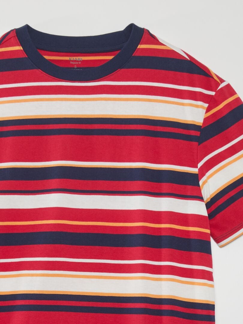 Camiseta listrada larga - VERMELHA