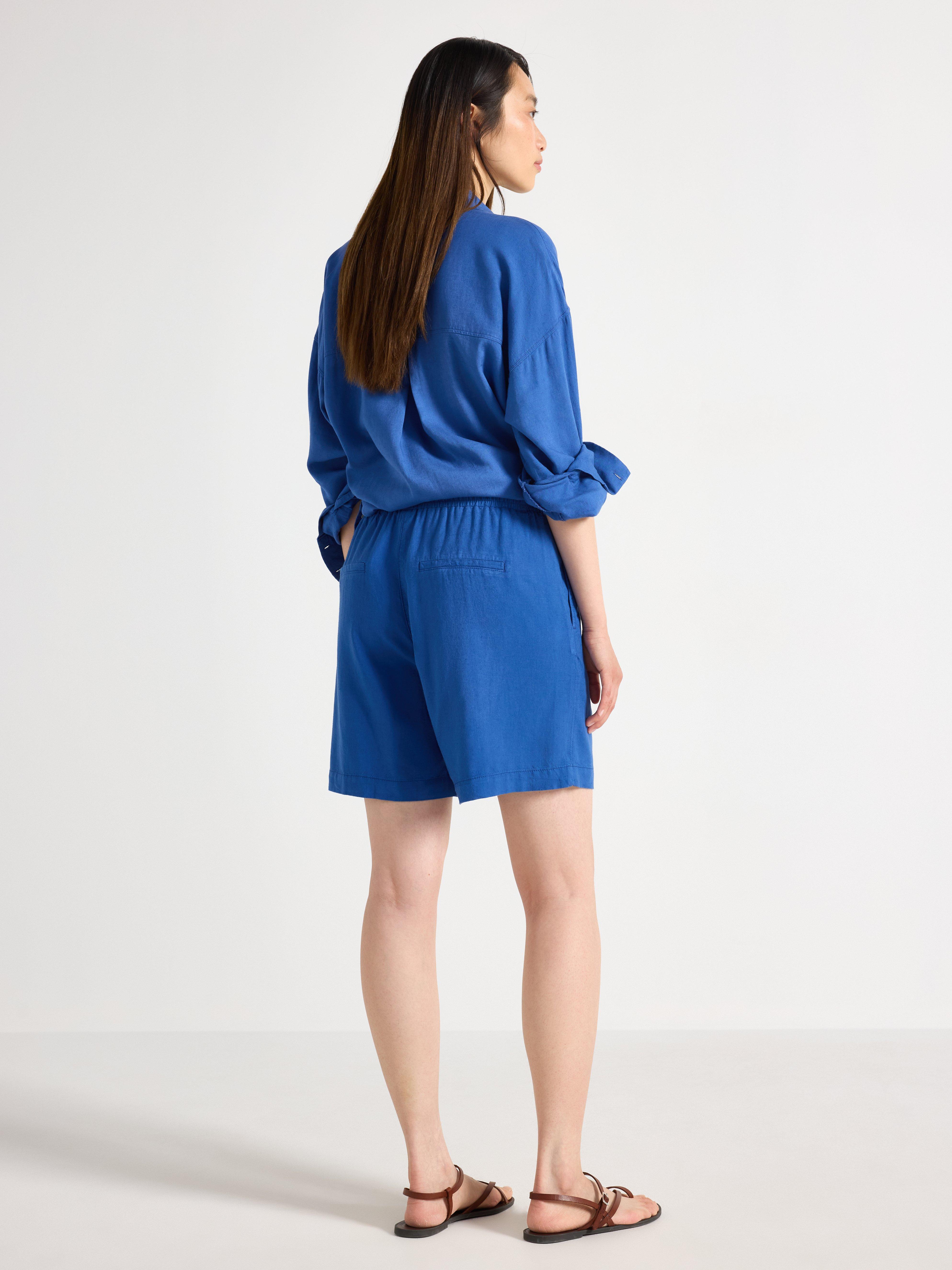 Shorts i linningblanding Blå