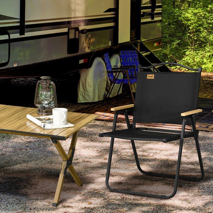 Outsunny - Chaise de camping - Tissu Oxford - 54x59x78cm - Noir