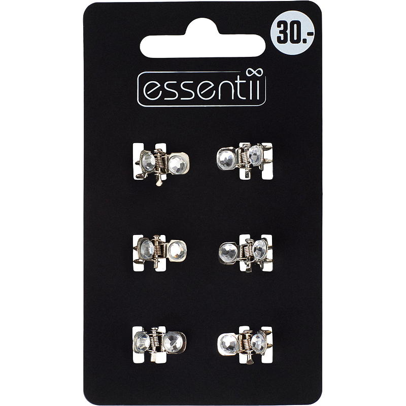 Essentii Hårlöss 6 st. silver med strass