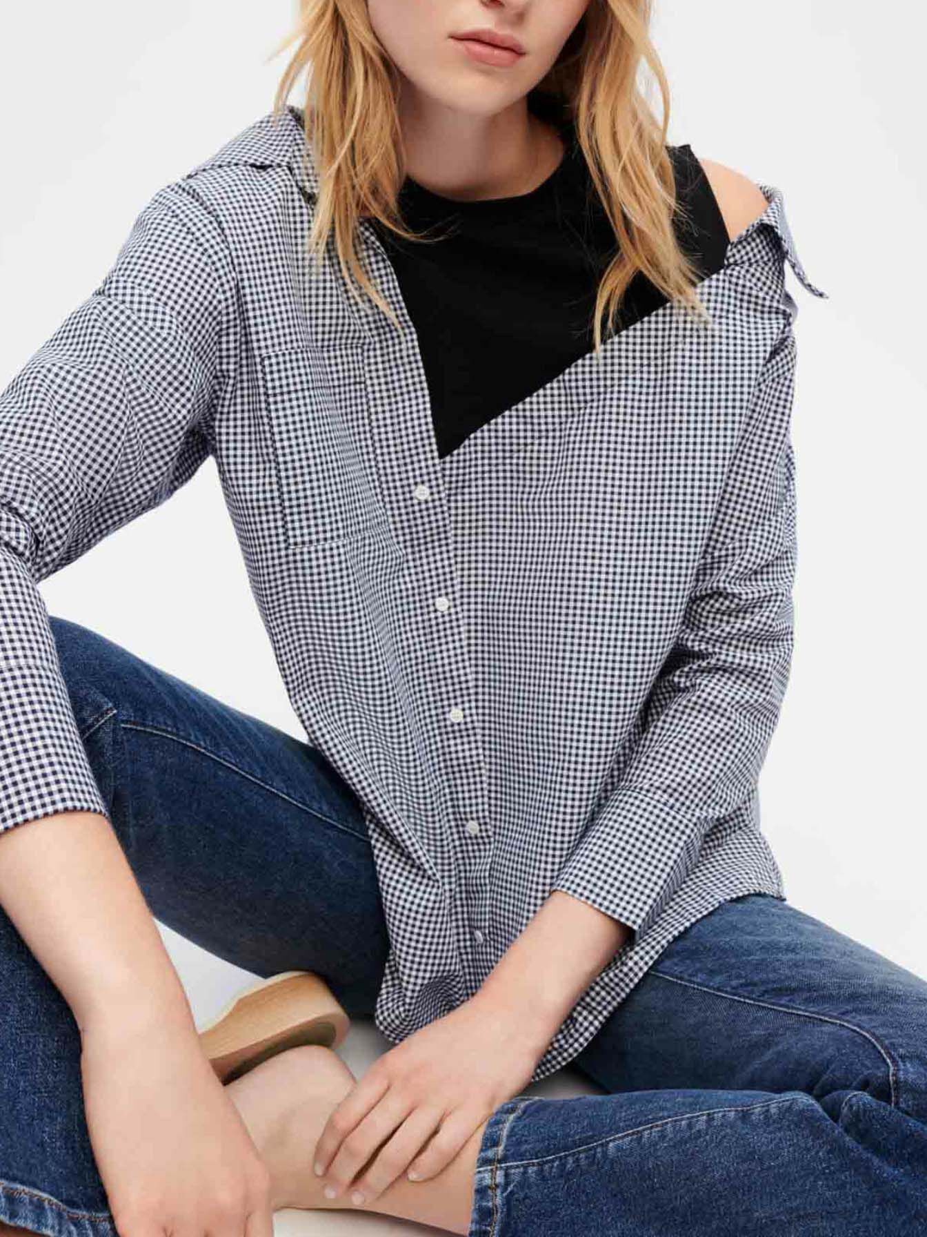 Trompe l'oeil blouse - Marine / Ecru