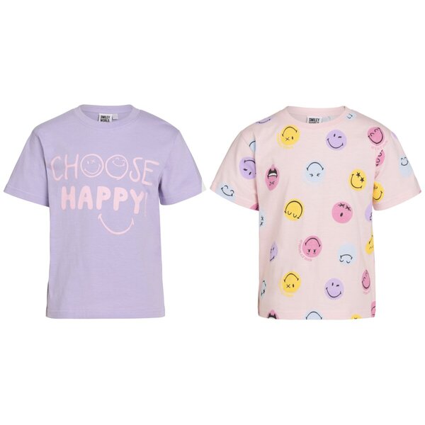 T-shirts Smiley pour enfants, tailles 116-122, lot de 2