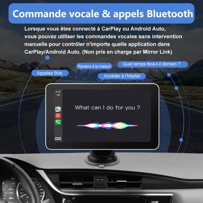 GPS inalámbrico para coche AWESAFE con CarPlay, pantalla IPS de 7