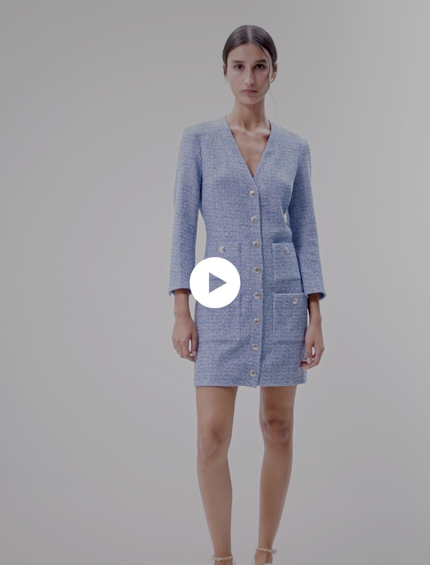 Rochie scurtă din tweed - Albastră