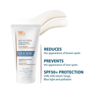 Ducray Melascreen Beskyttende Anti-kviser Væske Anti-kviser Ansiktsvæske Kombinasjonshud SPF50 50 ml 50 ml