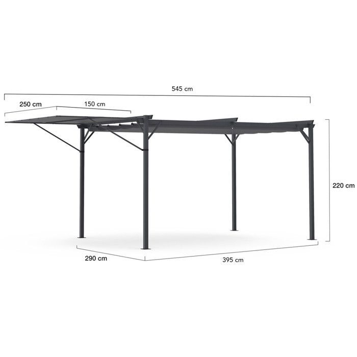 IDMARKET Pérgola edición original, toldo ajustable y techo retráctil, 3x4 m, gris antracita