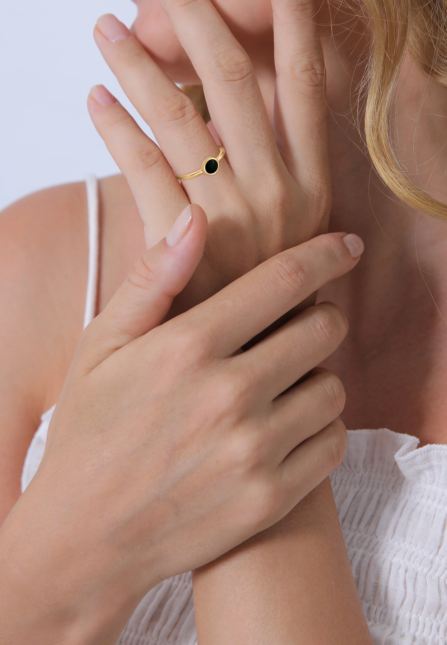Elli Femmes Solitaire Pile basique avec émail noir en argent sterling 925
