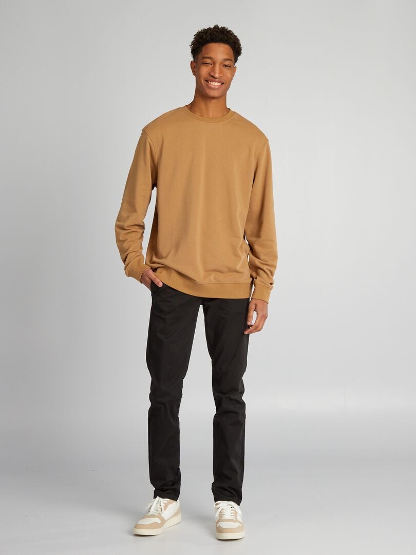 Effen ronde hals sweatshirt +190 cm - BEIGE