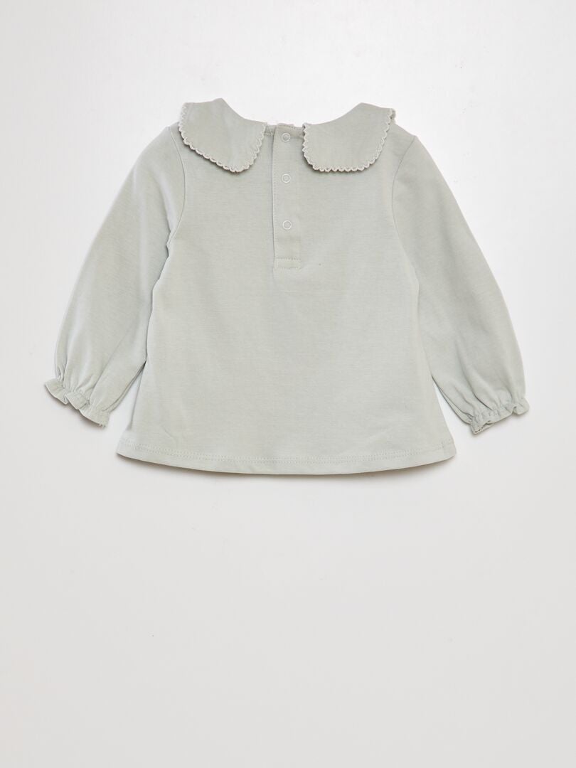Camiseta de manga larga con cuello grande - AZUL