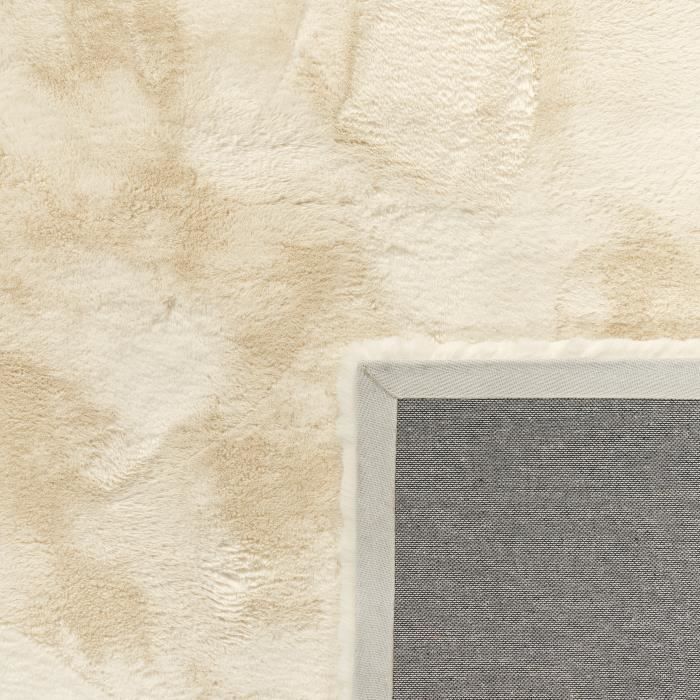 Alfombra Paco Home Shaggy, alfombra de pelo largo para sala de estar, piel sintética de conejo, color crema suave, 60x100 cm