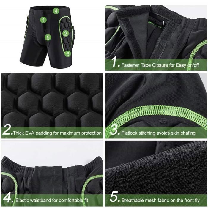 Pantalones cortos interiores acolchados, ligeros y transpirables para hombre, ideales para esquí, patinaje, snowboard, ciclismo, ciclismo de montaña, motociclismo y rugby.