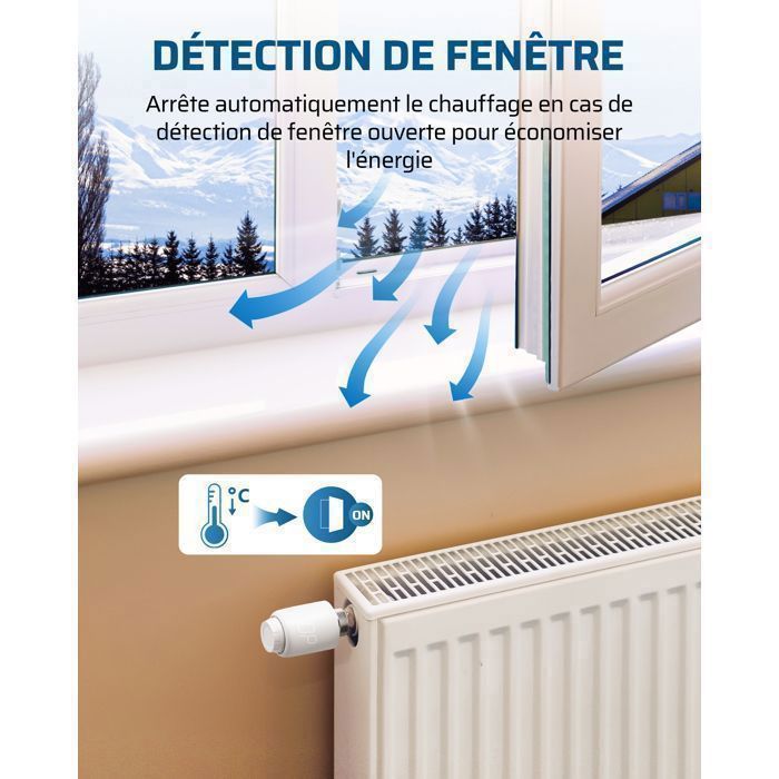 Cabezal de radiador termostático inteligente WiFi DEWENWILS, termostato programable para radiador, compatible con Alexa, Google Assistant y la aplicación Tuya.