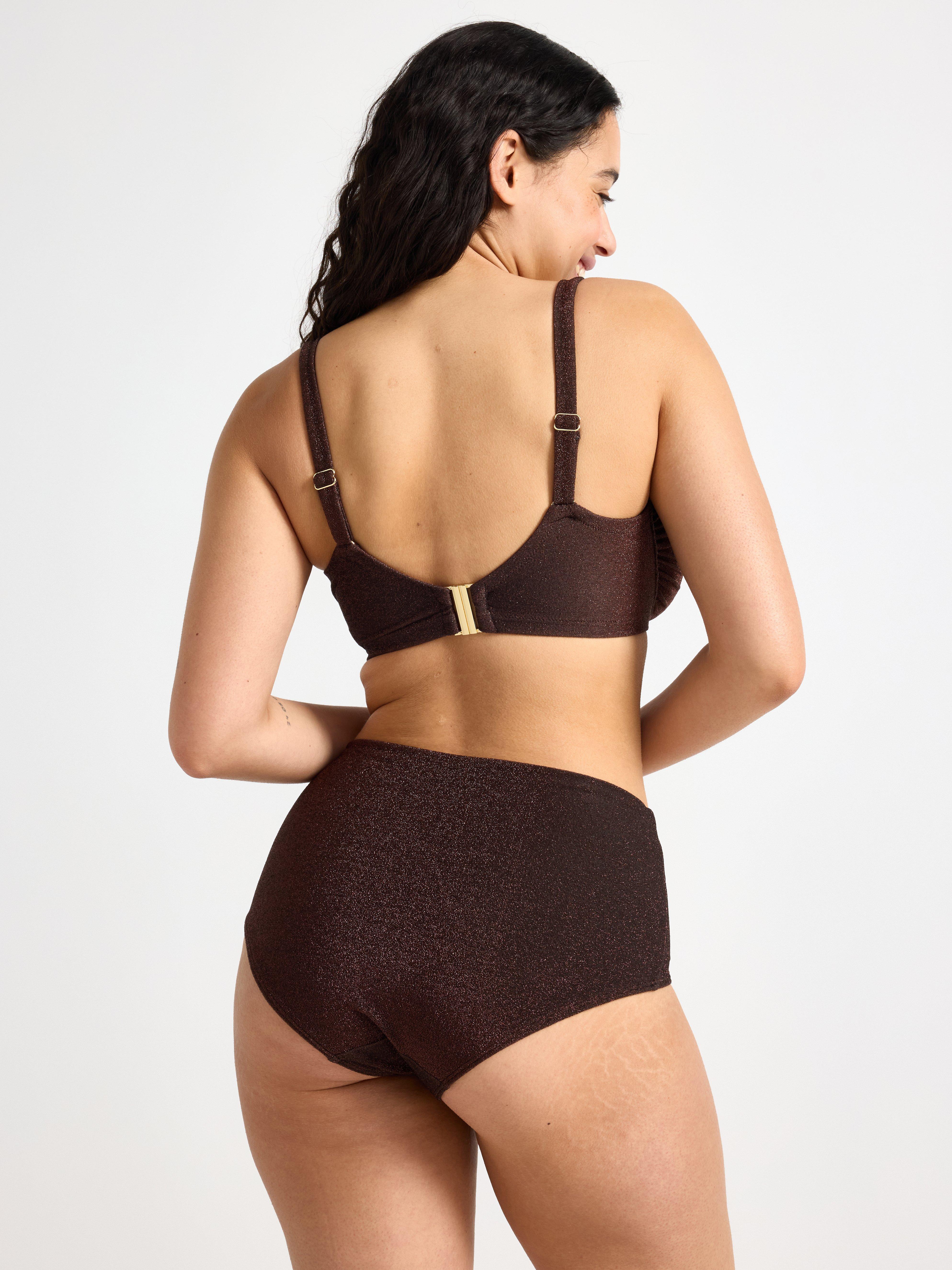 Glittrig bikiniunderdel Marron Foncé