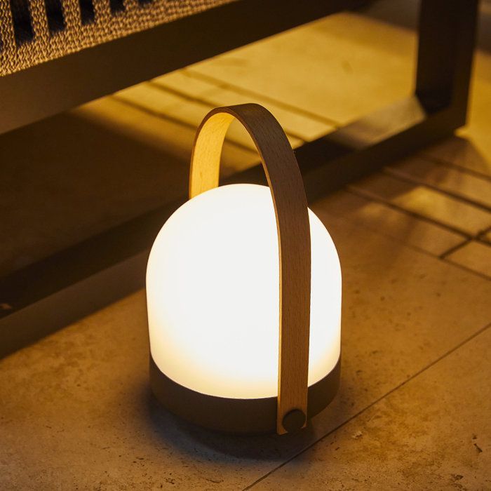 Lampada portatile senza fili LUMISKY AURA - LED bianco caldo dimmerabile - manico in bambù - ricaricabile - altezza 27 cm