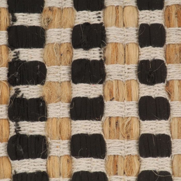 Tapis de salle de bain en jute naturel et noir - VidaXL