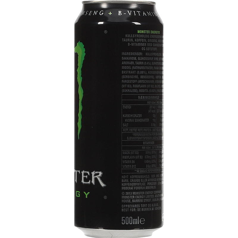 Monster Monster 500 ml energidrik Grøn, Energi