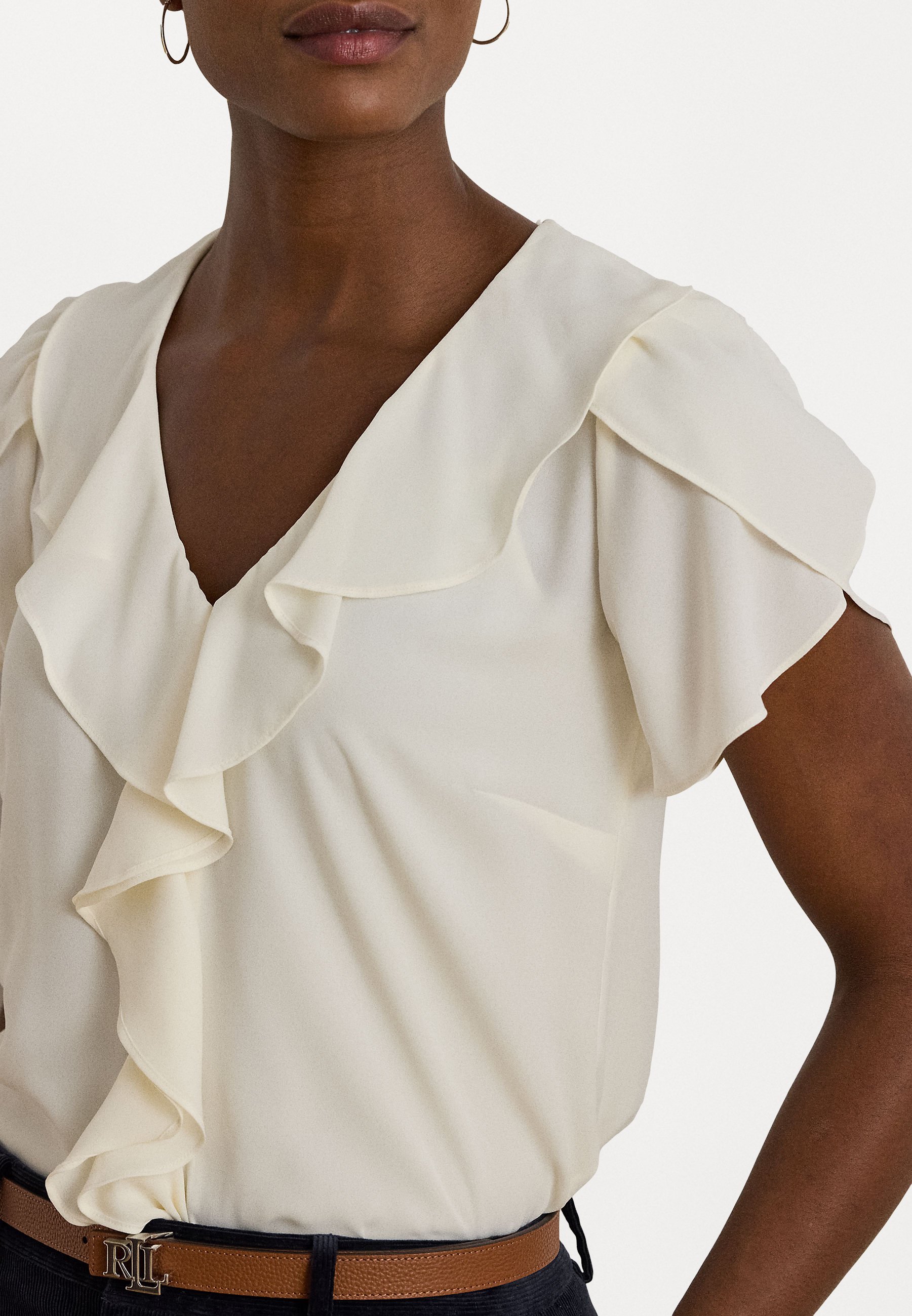 Camicetta in georgette con volant Lauren Ralph Lauren - Camicetta - crema mascarpone