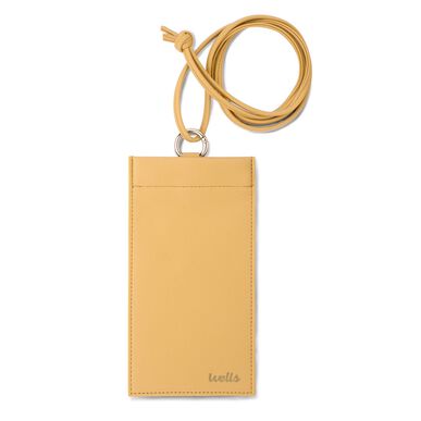 Étui à lunettes en cuir Wells avec bandoulière, couleur jaune, 1 unité.