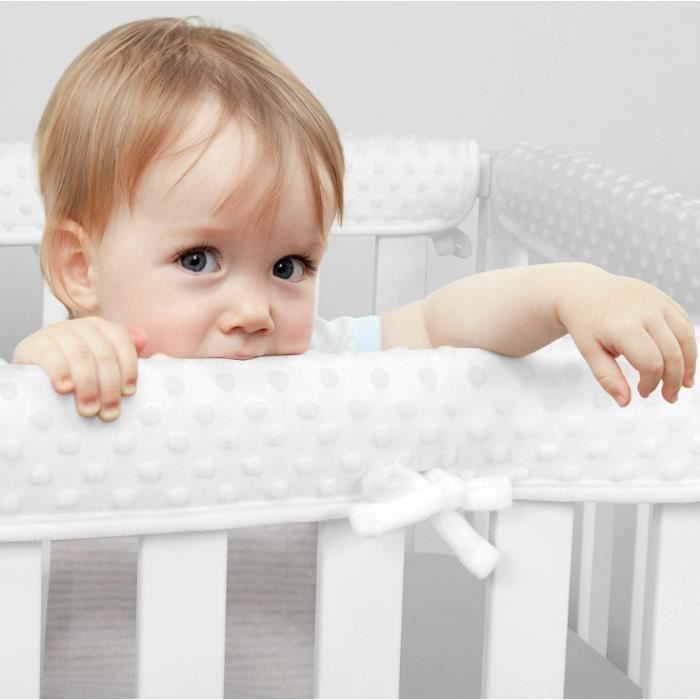 3PCS Protection de Rail de Berceau,Protège-Bords de Lit Bébé Protection de Dentition pour Bébé,Rails de Lit Souples Protection Blan