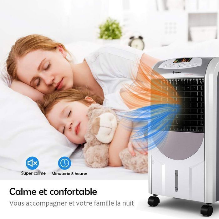 Aire acondicionado portátil GIANTEX, calefacción y refrigeración con 3 velocidades, ventilador con control remoto + depósito de agua de 7 litros, para verano/invierno.