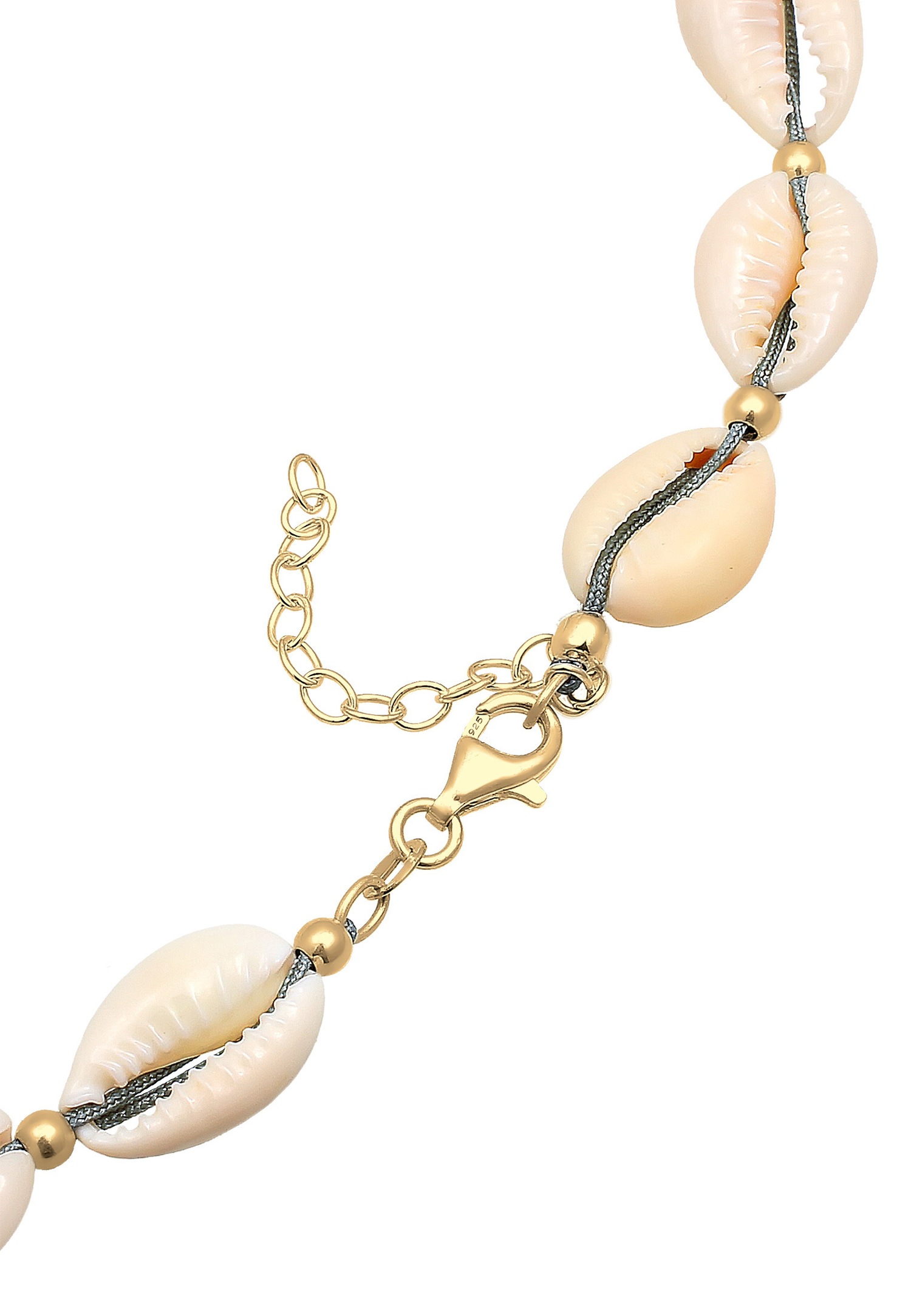 Elli Femmes Plage Été avec de Vrais Coquillages Cauris en Argent Sterling 925 Plaqué Or