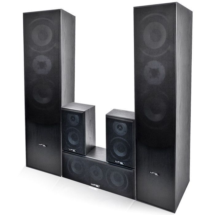 LTC E1004 Black 5-Speaker HiFi/Home Cinema System 850W + ATM8000 Karaoke Amplifier with USB/BT/FM / 4 x 75W + 3 x 20W