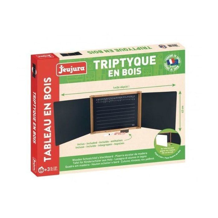 Tableau Triptyque en Bois JEUJURA - Teinté Chêne 59 x 46 cms