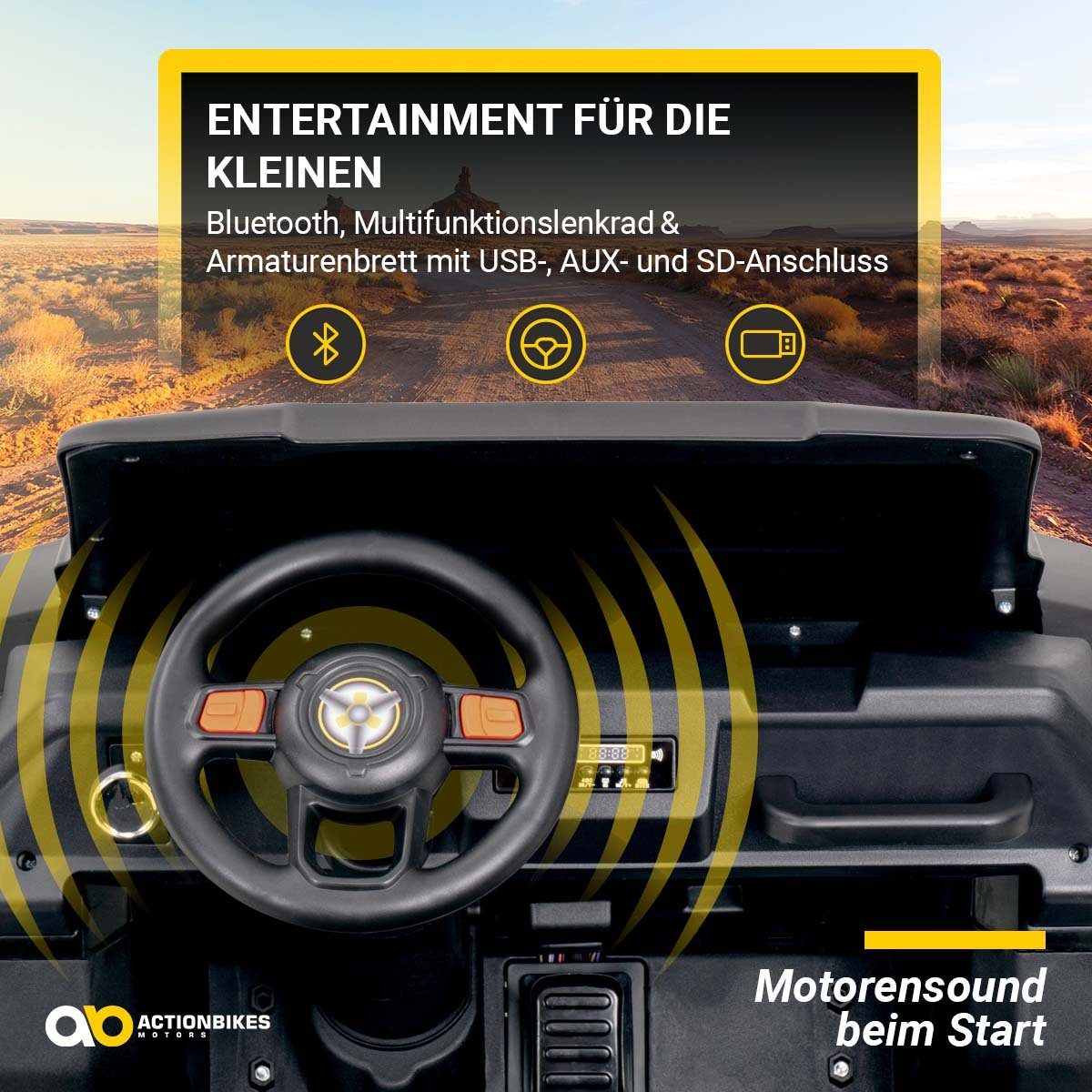 Actionbikes Motors sähköinen lastenauto A730 UTV, 60 kg:n kuormauskapasiteetti, (2-osainen), kaukosäätimellä - USB - AUX - pehmeä käynnistys - automaattinen jarrutus