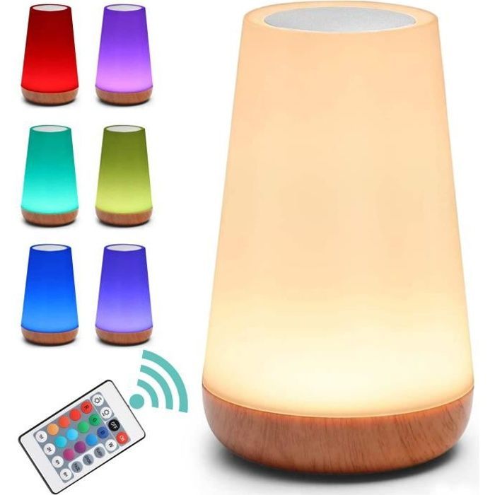GENOSSEN LED Night Light, Colorful Bedside Lamp, Touch Night Light with 13 Changing Colors, Rechargeable, Christmas Gift