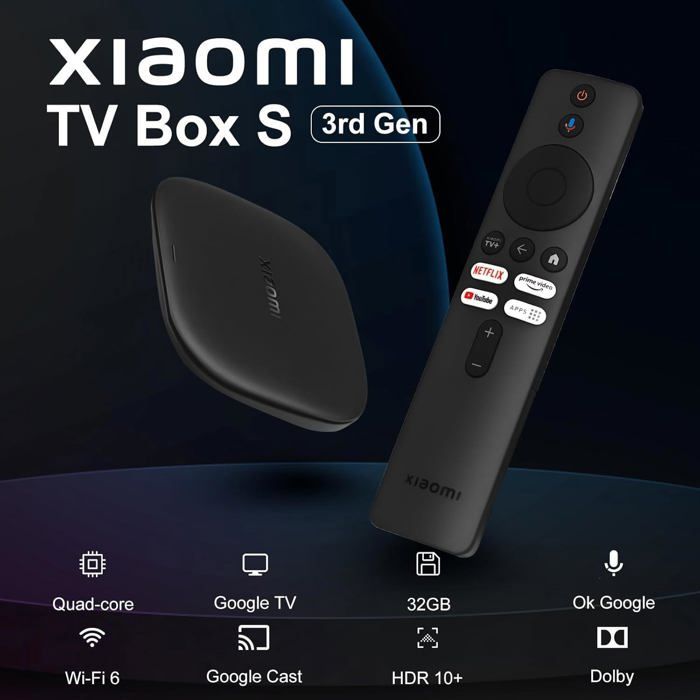 Xiaomi Mi TV Box S di terza generazione – TV Box 4K Ultra HD, 2 GB di RAM, 32 GB di ROM, Google TV, Bluetooth 5.2