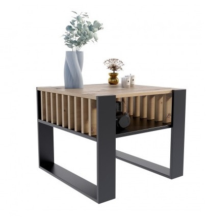 Ława Iga kwadrat dąb artisan/czarny
