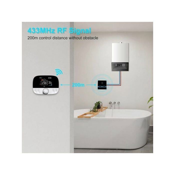 Thermostat connecté WiFi chaudière gaz/chauffage sol eau, programmable, compatible Alexa Google, Tuya