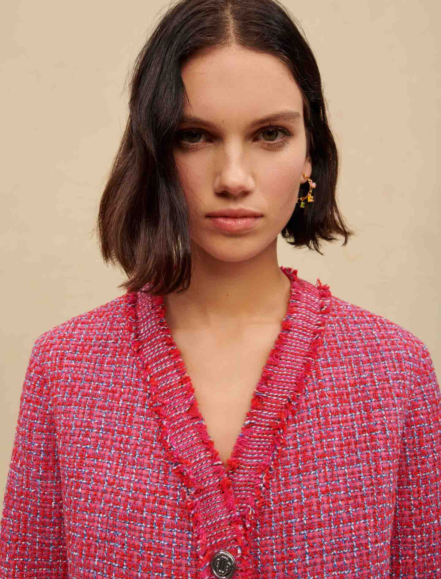 Jachetă fuchsia tweed
