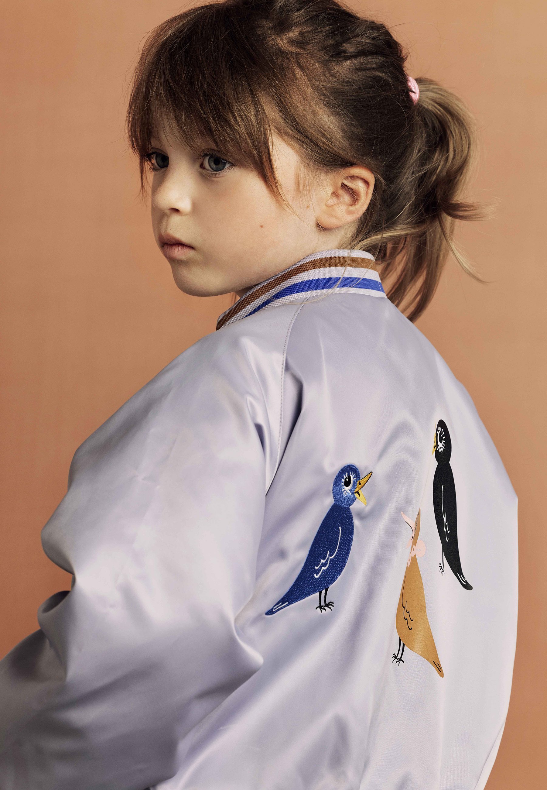 Mini Rodini BIRDS LIGHTWEIGHT BASEBALL JACKET UNISEX - Bomberjack - paars