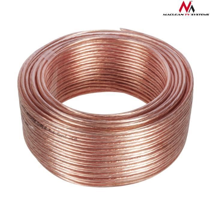 Cable para altavoces - Maclean - 100 m - CCA OFC - Aislamiento flexible - 2*1,5 mm