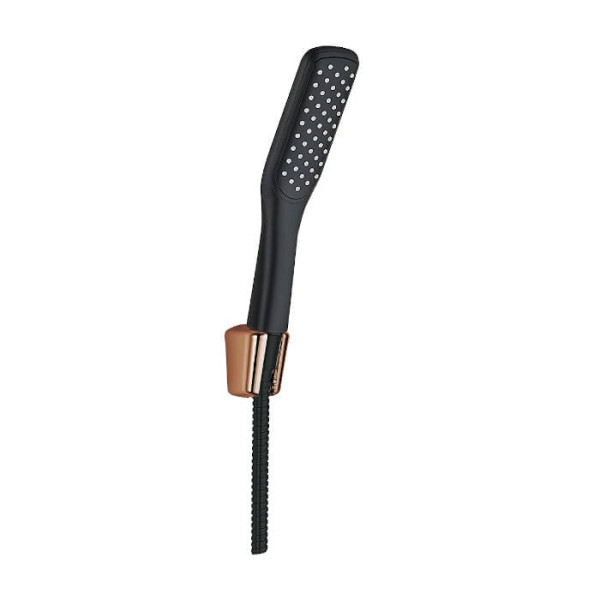 Zestaw Prysznicowy Słuchawka Wąż i Uchwyt Czarny Złoty