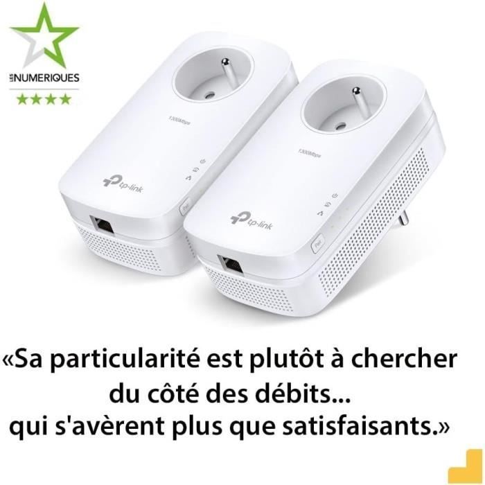 CPL 1300 Mbps - TP-Link TL-PA8015P KIT - Prise CPL avec 1 Port Ethernet Gigabit et Prise Intégrée - Boitier CPL Kit de 2