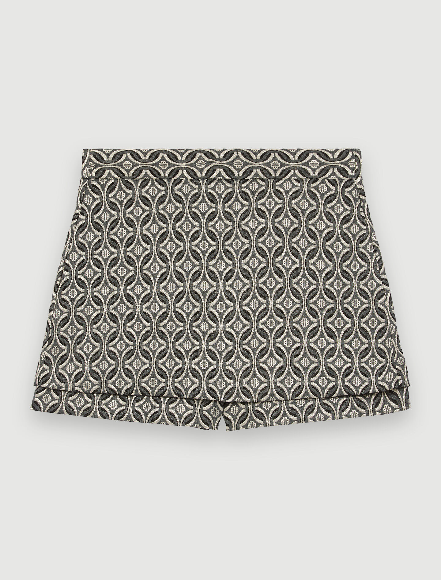 Pantaloni scurți din jacquard Trompe l'oeil lamé-Noir/Argent