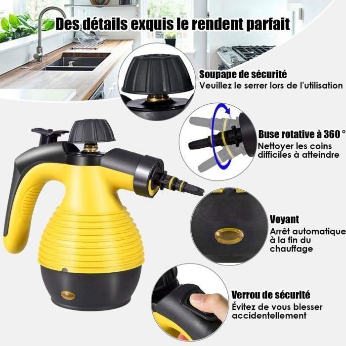 GOPLUS Nettoyeur Vapeur à Main avec 9 Accessoires pour Enlever des Taches, 3bar haute pression pour Cuisine et Salle de Bain, 350ML