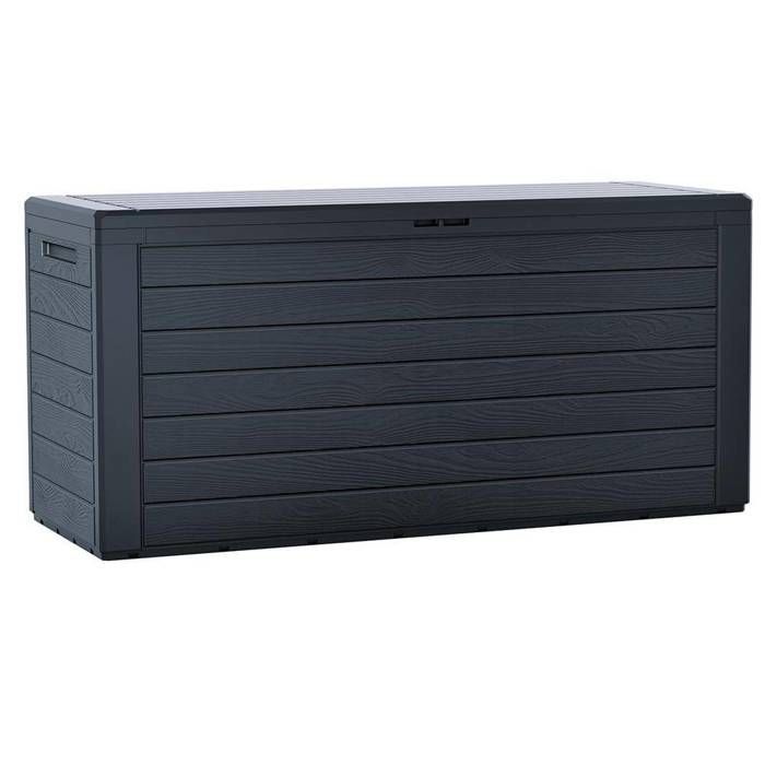 Caja de almacenamiento para jardín VOUNOT® con asas, 280 L - Baúl de almacenamiento exterior de PP - 116 x 44 x 55 cm - Estilo madera antracita