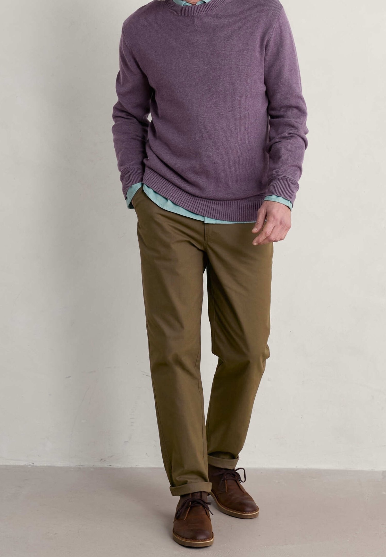 Jūros druskos spalvos Kornvalio megztinis - violetinis