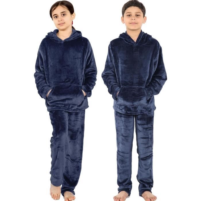 Pijama enterizo con capucha de forro polar cálido A2Z 4 Kids para niñas y niños, conjunto de ropa de dormir, edades de 5 a 13 años.