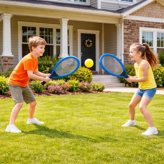 Giant XL Tennis Set – 2 Rackets 55 cm, Shuttlecock and Soft Ball, Random Colors, Outdoor Game for Children and Families