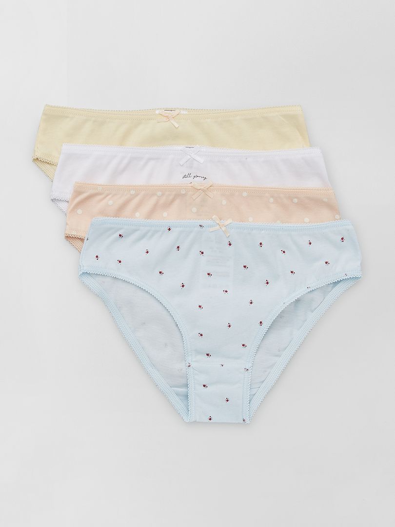 Jersey slips met strikpatroon - Set van 4 - Blauw