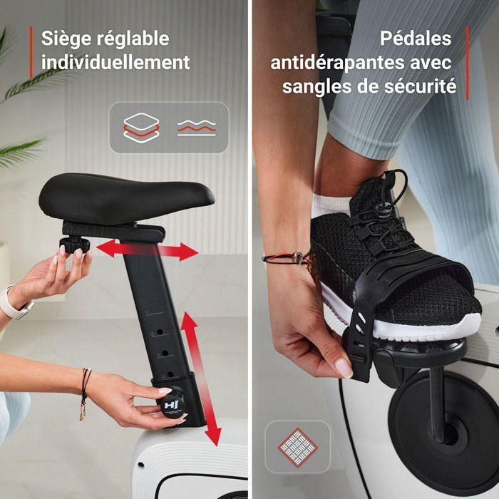 Hop-Sport Connected Exercise Bike, 8 Levels of Magnetic Resistance HS-3000H Nexon, Bluetooth and Kinomap, Max. 120 kg, Grey