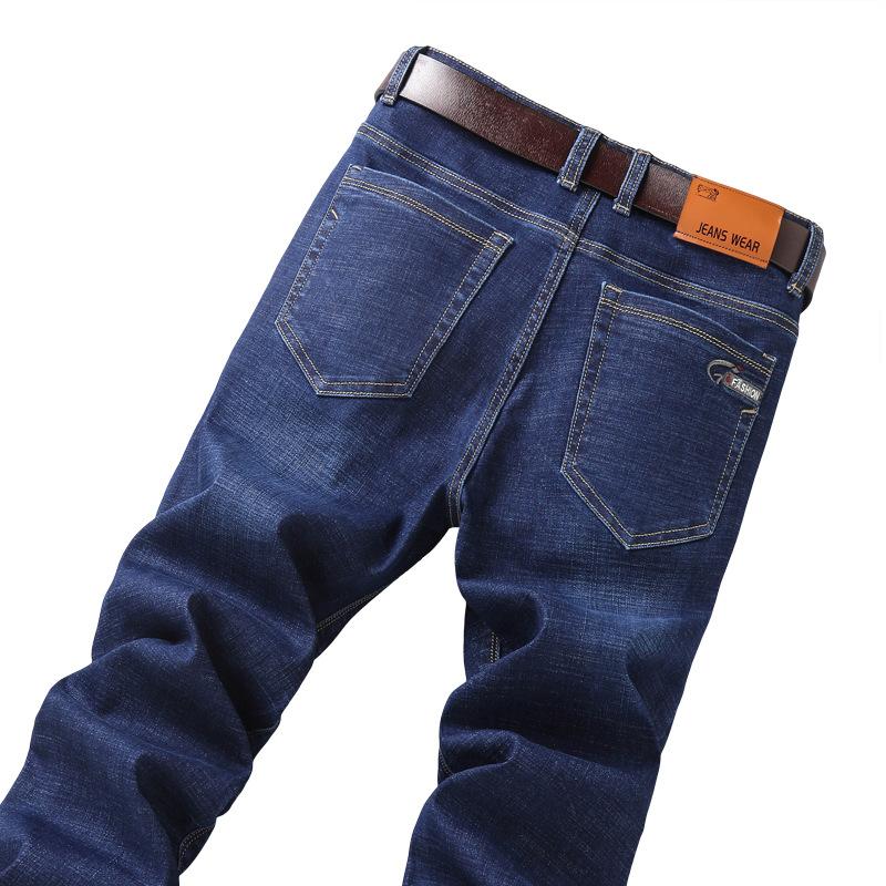 Modieuze jeans voor heren, slim fit, zakelijke klassieke stretchjeans, effen katoenen casual broek, rechte denim broek voor heren