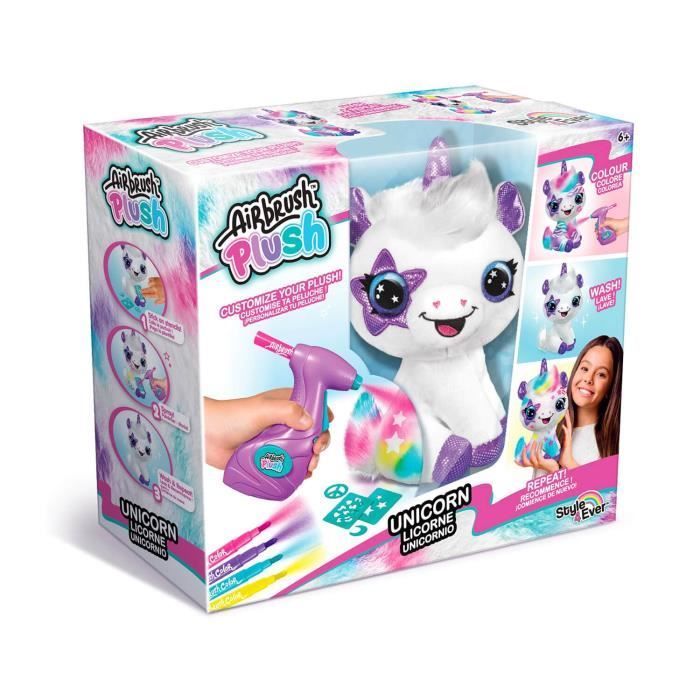 Peluche de unicornio personalizable - Aerografía eléctrica con plantillas y marcadores - Canal Toys