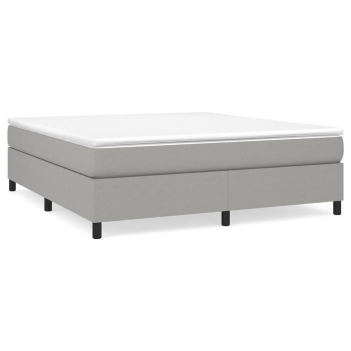 Base de cama tapizada - AKOZON - 180x200 cm - Gris claro - Con muelles - Somier de láminas de madera contrachapada